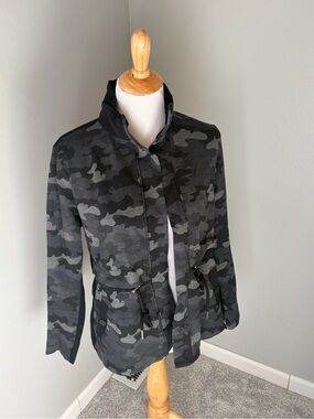 CAbi Women’s Black & Gray Camouflage Utility ATC Jacket #3911
